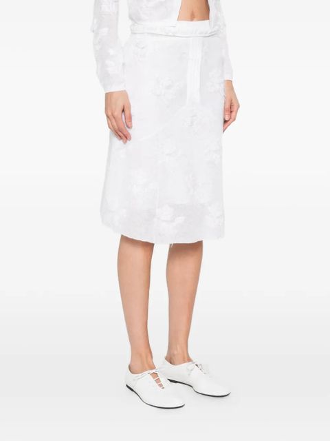 SHUSHU/TONG threadwork knit skirt - White