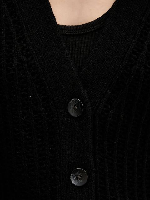 Sisley kardigan z dodatkiem wełny damski kolor czarny 1WBZL602U
