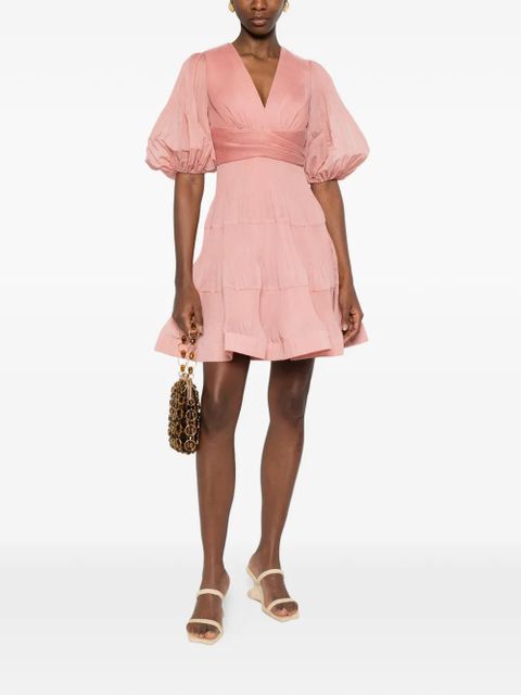 ZIMMERMANN pleated V-neck mini dress - Pink - zdjęcie produktu nr 2
