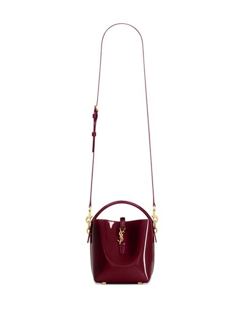 Saint Laurent mini Le 37 patent-leather bucket bag - Red