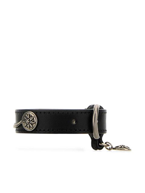 Prada floral-charm leather bracelet - Black