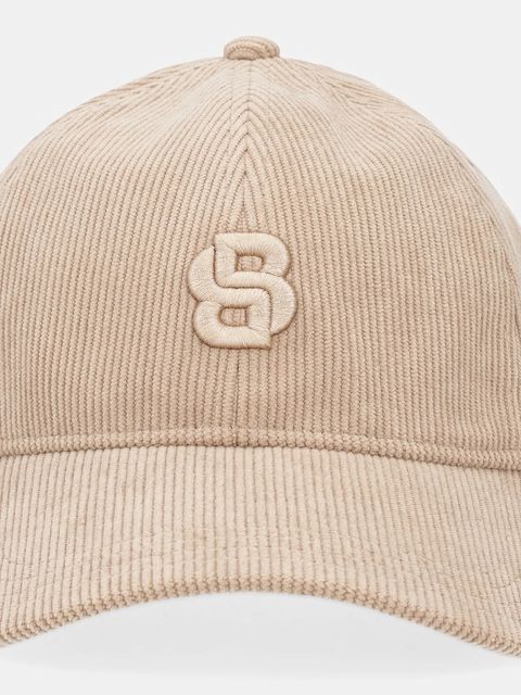 BOSS czapka z daszkiem welurowa kolor beżowy z aplikacją 50544419 - zdjęcie produktu nr 2