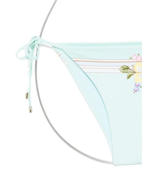 Self-Portrait floral string bikini bottoms - Green