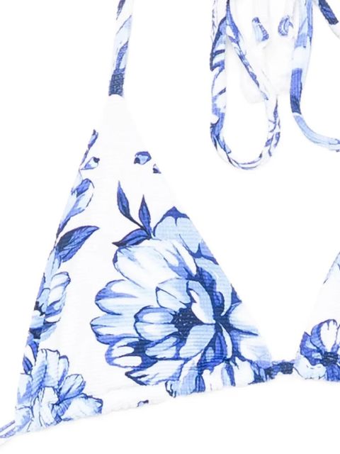 FARM Rio floral-print bikini top - White