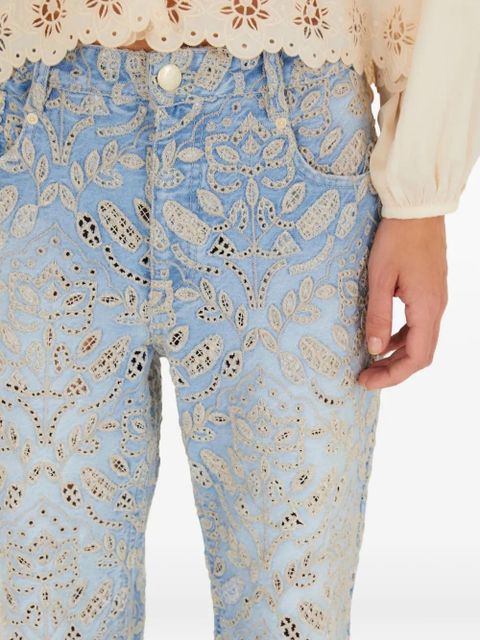 FARM Rio floral-embroidered jeans - Blue