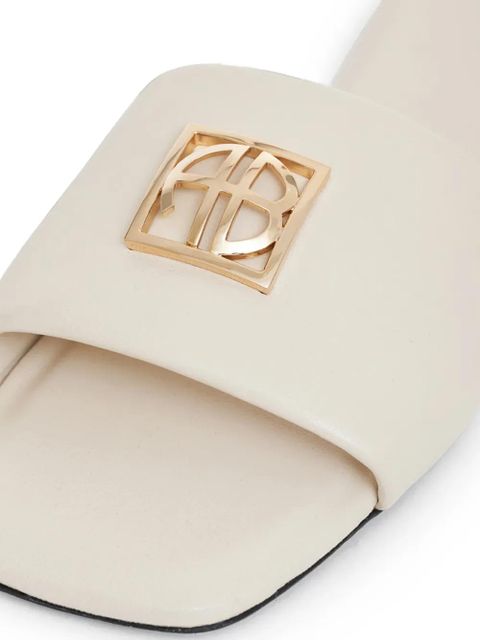 ANINE BING square-toe logo leather sandals - Neutrals