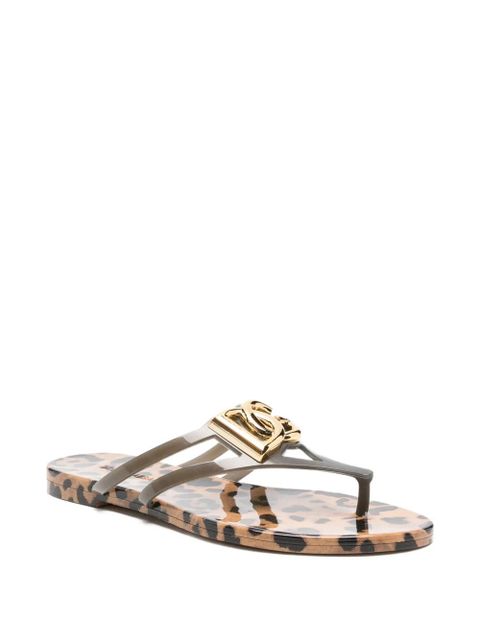 Dolce & Gabbana leopard-print logo flip-flops - Grey - zdjęcie produktu nr 2
