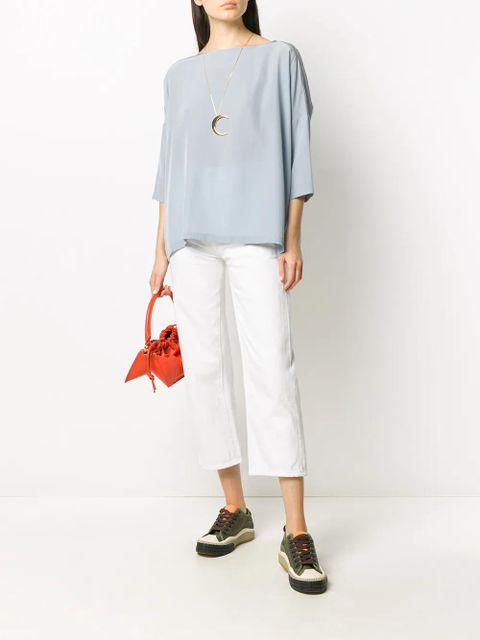 Missoni cropped sleeve silk T-shirt - Blue - zdjęcie produktu nr 2