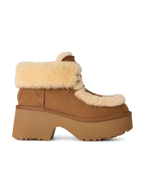 UGG botki zamszowe Esmee Lace Up kolor brązowy na słupku ocieplone 1171532.CHE - zdjęcie produktu nr 1
