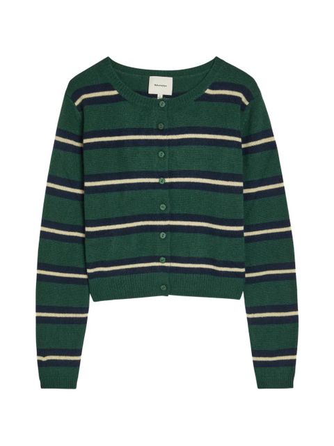 Reformation Clara striped-knit cardigan - Green - zdjęcie produktu nr 1