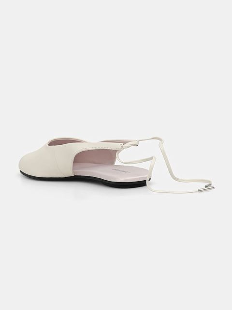 Calvin Klein baleriny skórzane BALLERINA SLING BACK LTH kolor beżowy HW0HW02655