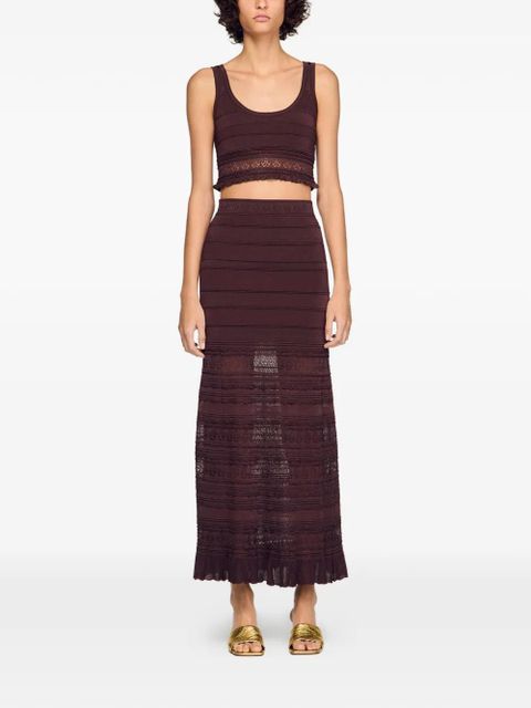 SANDRO lace crop top - Brown