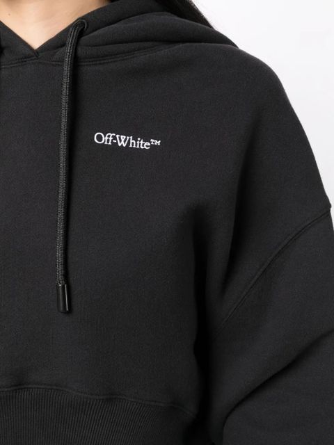 Off-White logo-print cropped hoodie - Black