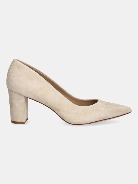 Lauren Ralph Lauren czółenka zamszowe Lanette Blkh kolor beżowy na słupku 802967743003 - zdjęcie produktu nr 2