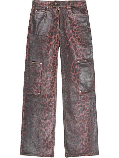 GANNI leopard-print jeans - Red - zdjęcie produktu nr 1