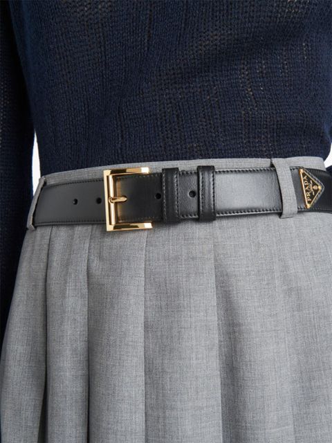Prada triangle-logo leather belt - Black