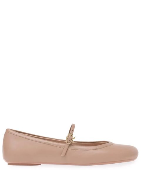 Gianvito Rossi Carla leather ballerina shoes - Neutrals - zdjęcie produktu nr 1