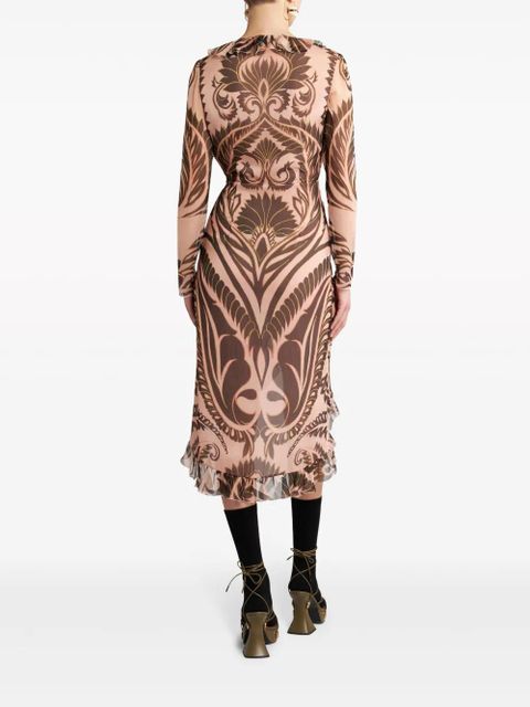 ETRO graphic-print silk dress - Brown - zdjęcie produktu nr 2