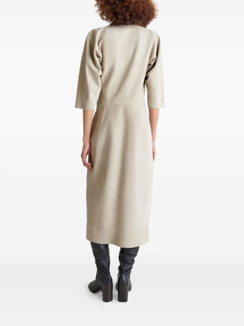 LEMAIRE draped V-neck midi dress - Neutrals - zdjęcie produktu nr 2