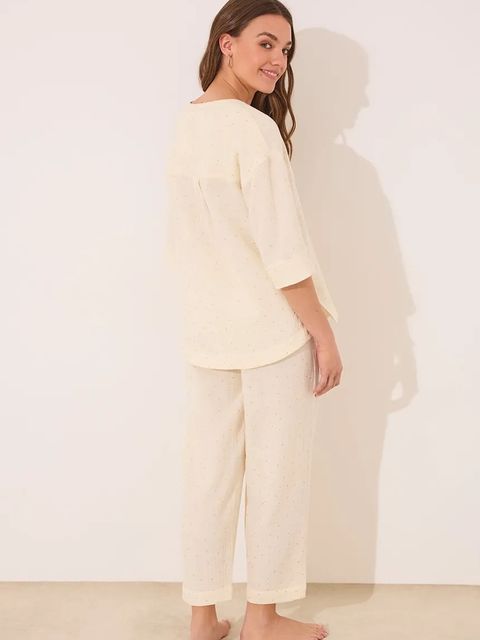 women'secret piżama damska kolor beżowy bawełniana 3599229