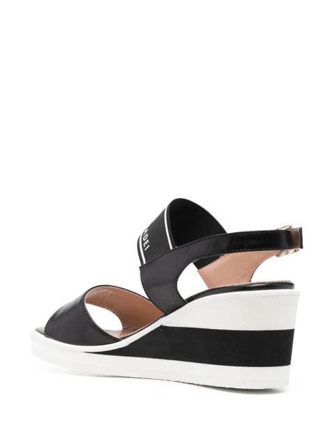 Casadei logo-print wedge sandals - Black