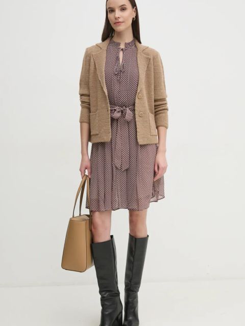 Sisley kardigan z domieszką wełny kolor beżowy lekki 1176M602D