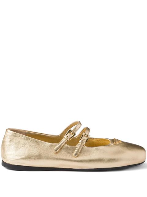 Prada straped logo ballet flats - Yellow