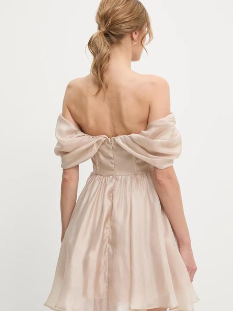 Answear.LAB sukienka kolor beżowy mini rozkloszowana - zdjęcie produktu nr 2