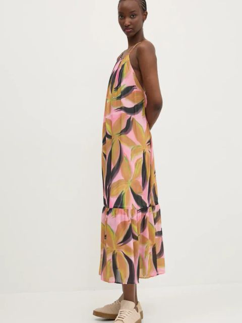 Desigual sukienka LIMOGES kolor różowy maxi rozkloszowana 25SWVW12