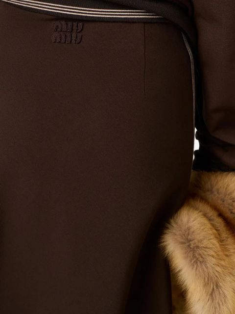 Miu Miu logo-detail ribbed mini skirt - Brown