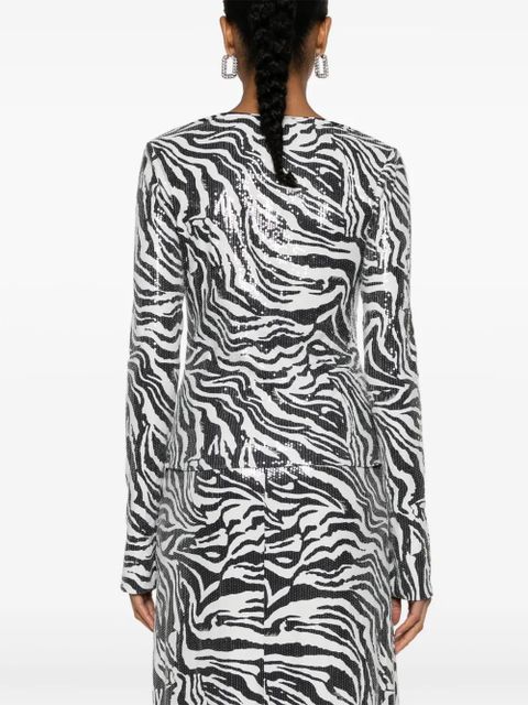 ROTATE BIRGER CHRISTENSEN zebra-print sequinned top - White