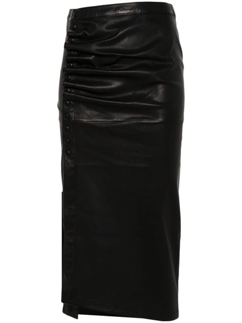 Rabanne gathered-detail leather skirt - Black - zdjęcie produktu nr 1