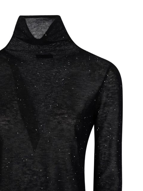 PINKO roll-neck embellished top - Black