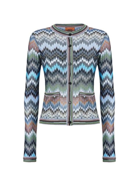 Missoni button-fastening patch-pockets patterned cardigan - Blue - zdjęcie produktu nr 1
