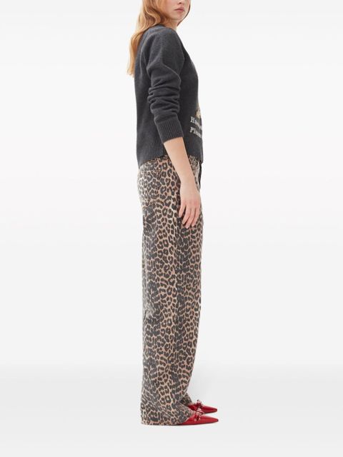 GANNI leopard print denim trousers - Brown - zdjęcie produktu nr 2
