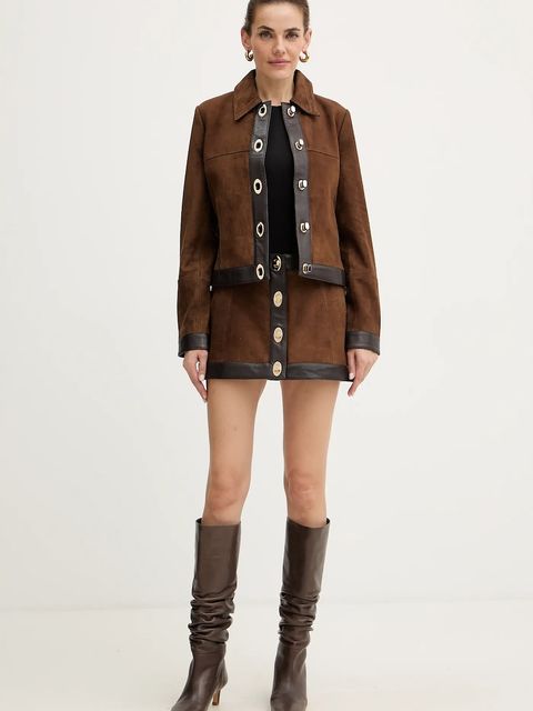 Retrofete spódnica zamszowa Lisbeth kolor brązowy mini prosta R-FW25-12094-16 - zdjęcie produktu nr 2