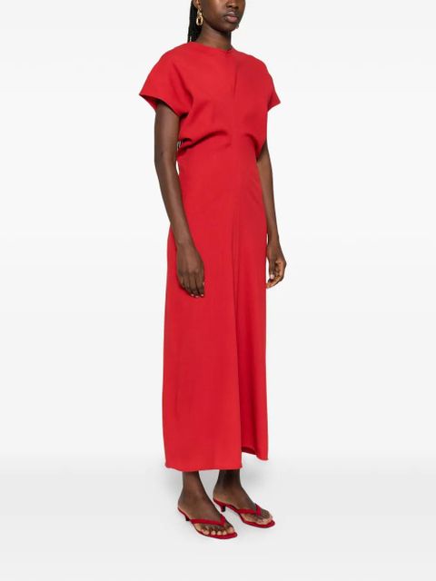 TOTEME slouch-waist short-sleeve midi dress - Red