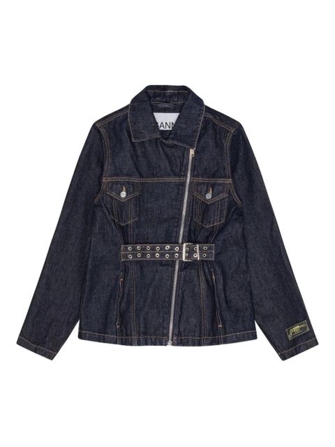 GANNI belted zip denim jacket - Blue - zdjęcie produktu nr 1