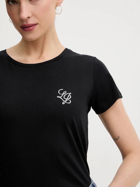 Liu Jo t-shirt bawełniany damski kolor czarny TA6056 JS923