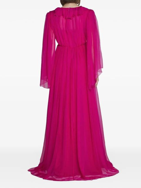 Gucci ruffled silk maxi dress - Pink
