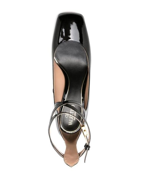 Valentino Garavani 60mm Tan-Go patent-leather pumps - Black