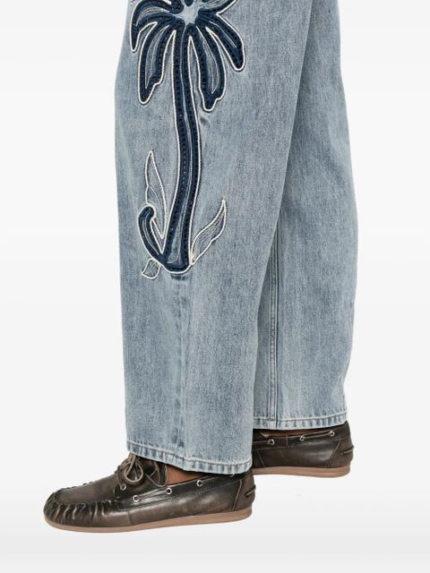 SANDRO palm-embroidery jeans - Blue