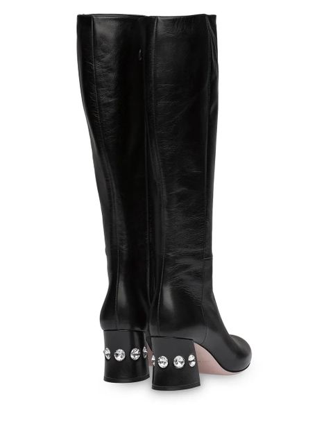 Miu Miu crystal embellished heel boots - Black