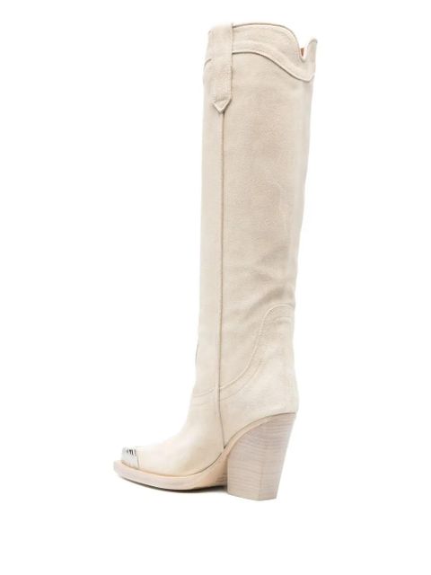 Paris Texas El Dorado metal toe 10mm suede boots - White