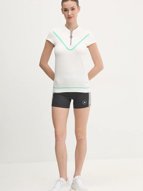 adidas by Stella McCartney t-shirt treningowy TrueNature kolor biały z półgolfem JI5228 - zdjęcie produktu nr 2
