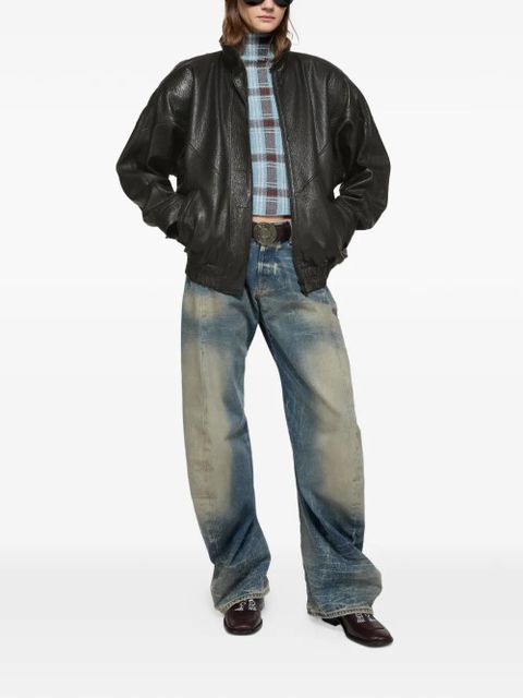 Acne Studios stand collar leather jacket - Black - zdjęcie produktu nr 2