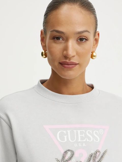 Guess bluza damska kolor szary z aplikacją W5RQ04 KB683