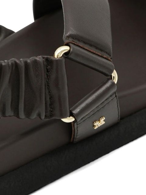 Max Mara ruched slingback leather sandals - Brown