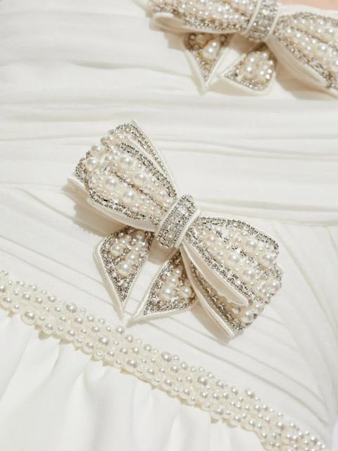 Self-Portrait bow-detailing jumpsuit - White