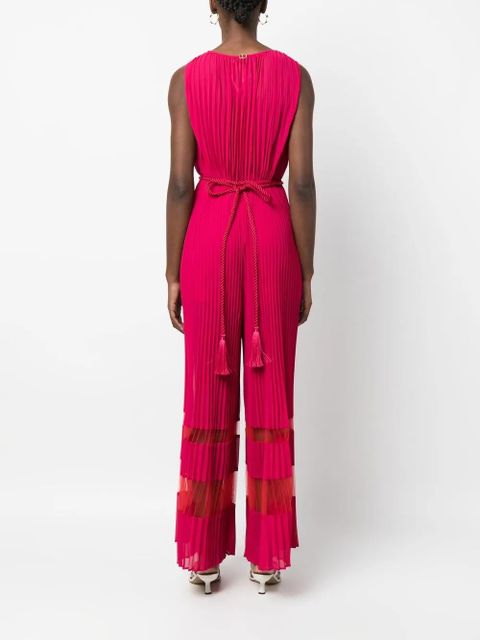 TWINSET pleated stripe-panel jumpsuit - Pink